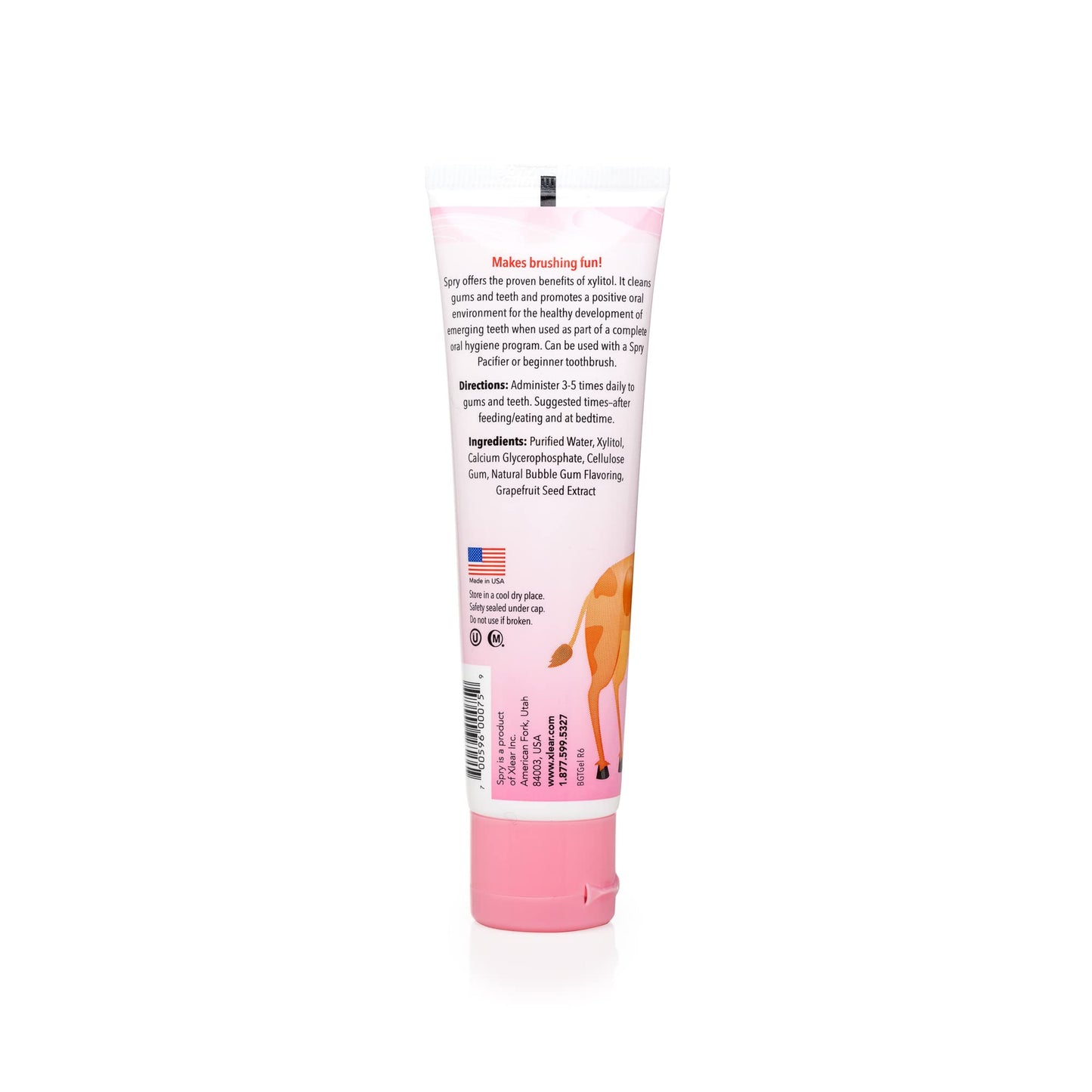 Spry Natural Xylitol Toothpaste for Baby, Toddler & Kids – Fluoride Free Bubble Gum, 2 Fl Oz