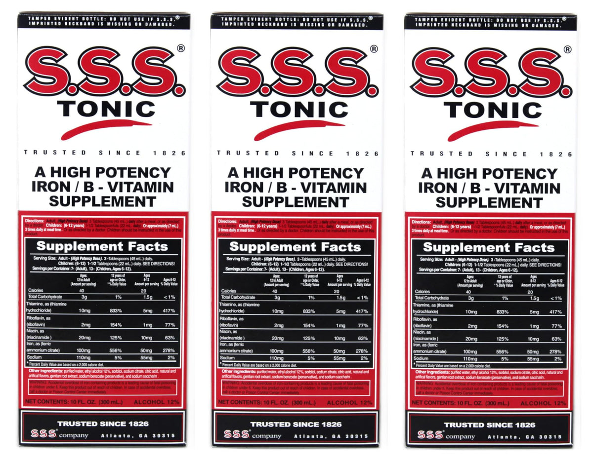 SSS Tonic 10oz – Pack of 3 Iron & Vitamin B Supplement (PT#1225811110) BritishVita | Premium UK Vitamins & Wellness Supplements