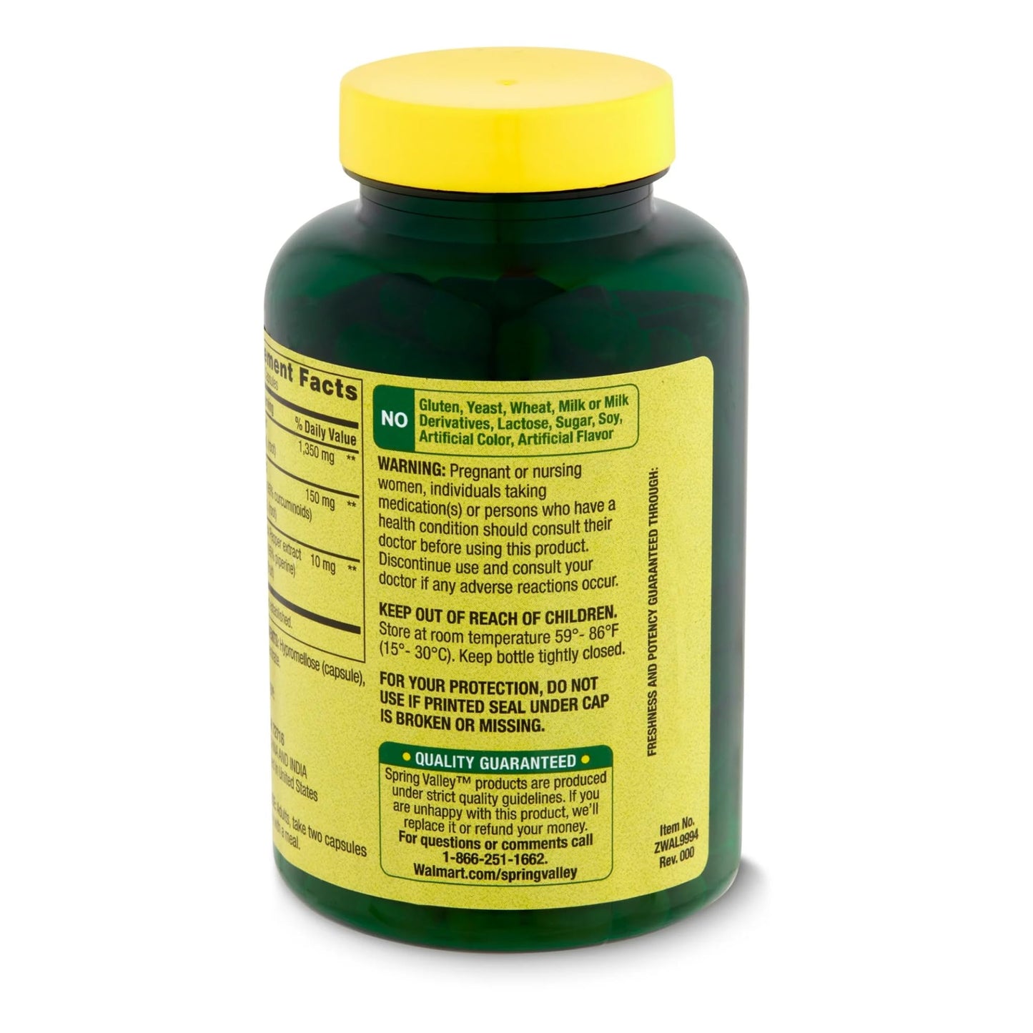 Spring Valley Turmeric Supplement | Turmeric Curcumin Ultra Strength 1,500 mg, 90 Count + STS Sticker
