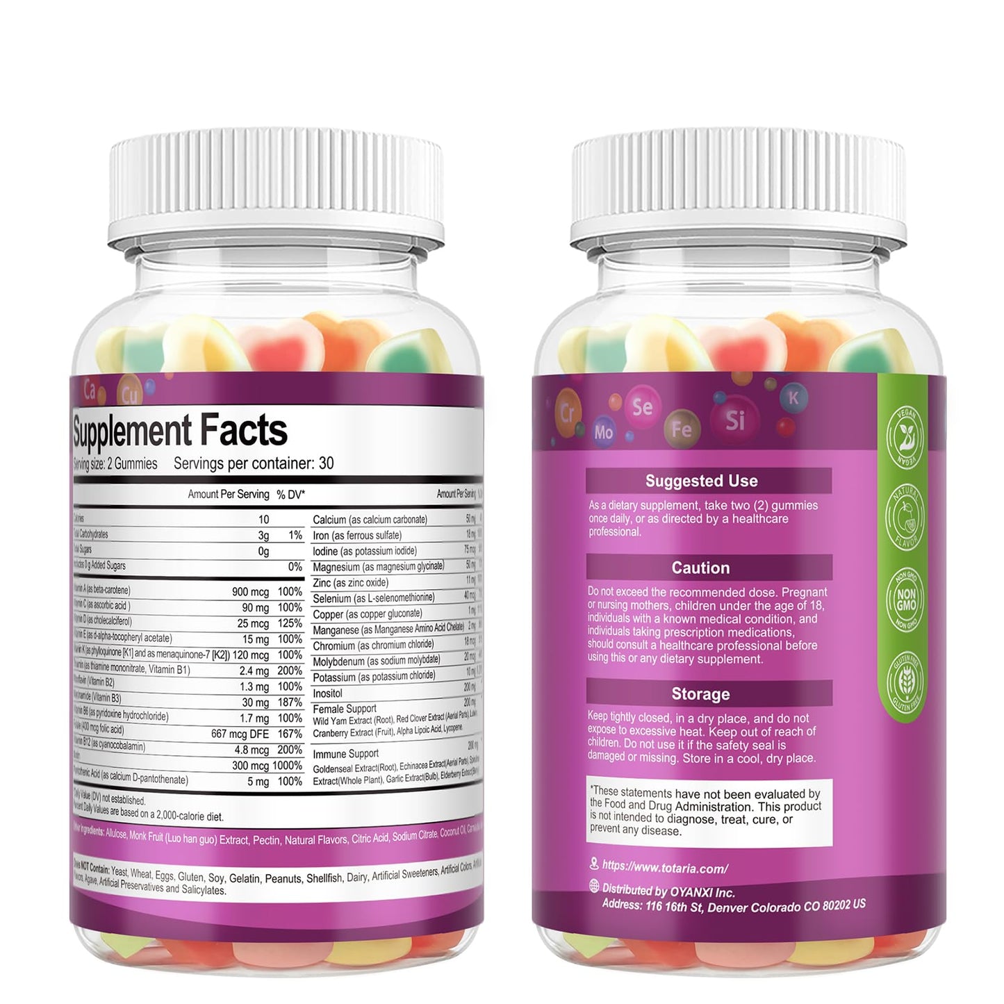 Sugar Free Women's Multivitamin Gummies with Iron – Immune & Skin Health | 60 Count