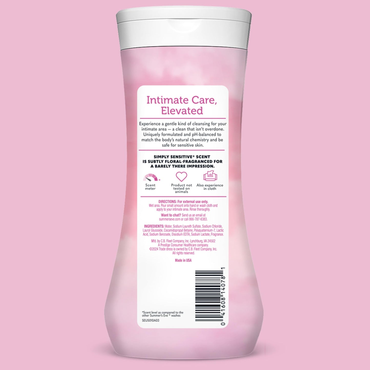 Summer's Eve Simply Sensitive Daily Gentle Wash – Gentle, pH-Balanced Body Wash for Women, Odor Control, 15 oz (Pack of 3)