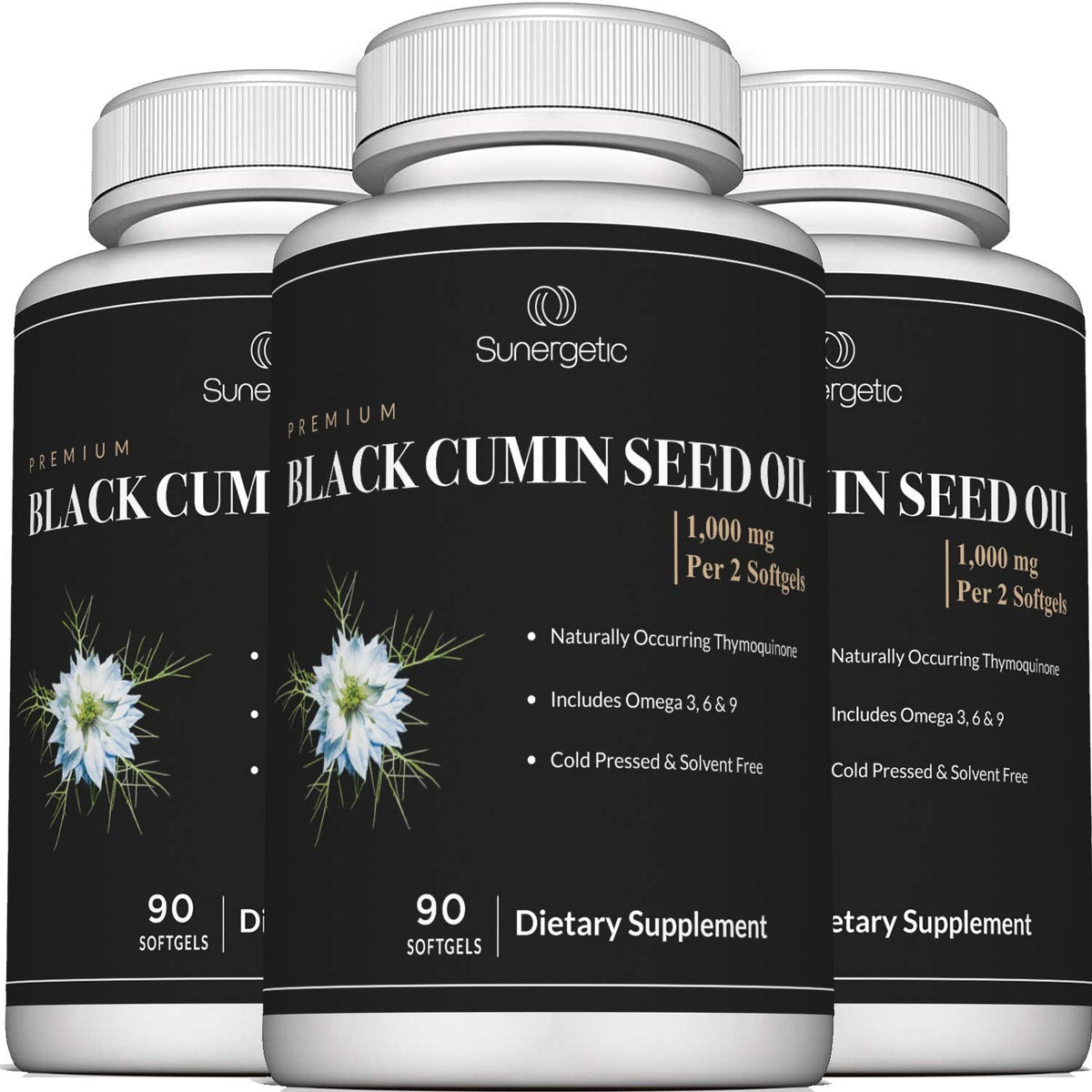 Sunergetic Black Cumin Seed Oil Softgels – 1,000mg per Serving | Pack of 2 (90 Softgels Each) BritishVita | Premium UK Vitamins & Wellness Supplements