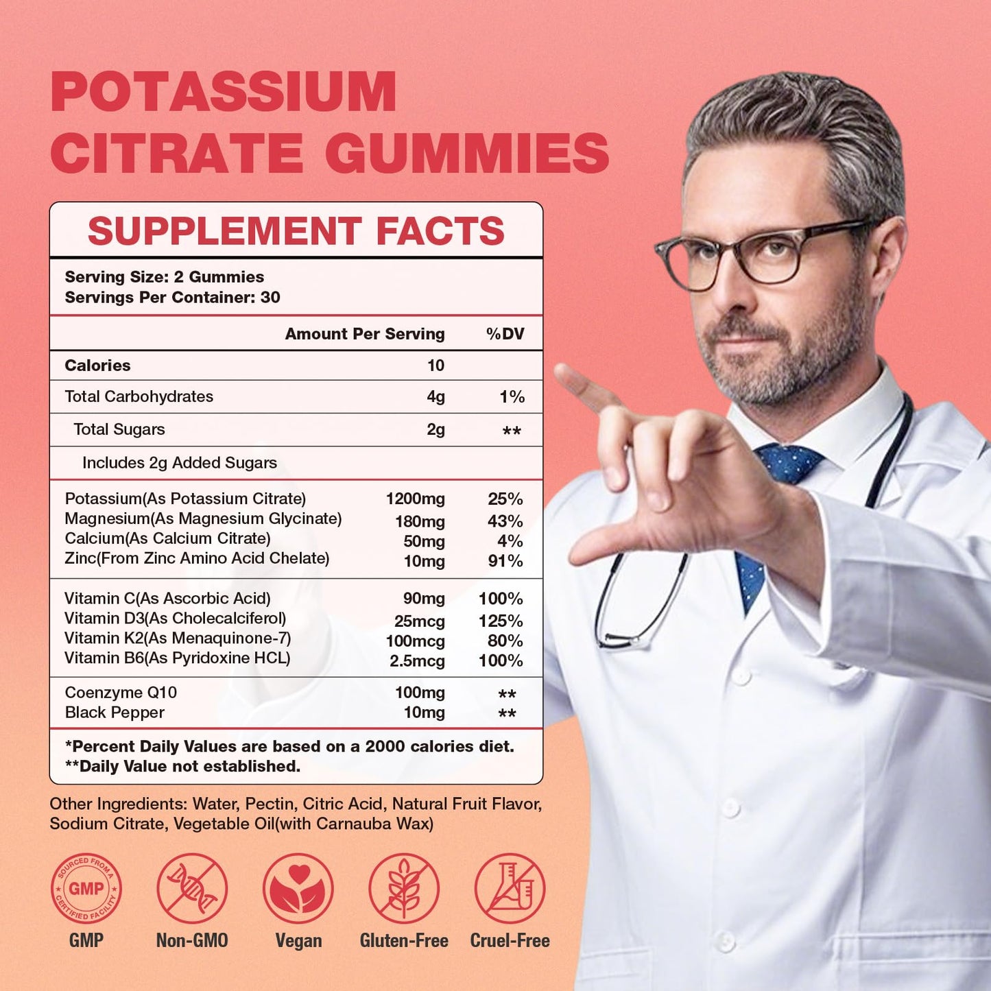 SUOOCH 2 Pack Potassium Citrate Gummies – 1200mg Potassium, Chewable Electrolyte Support for Muscle Health & Cramps