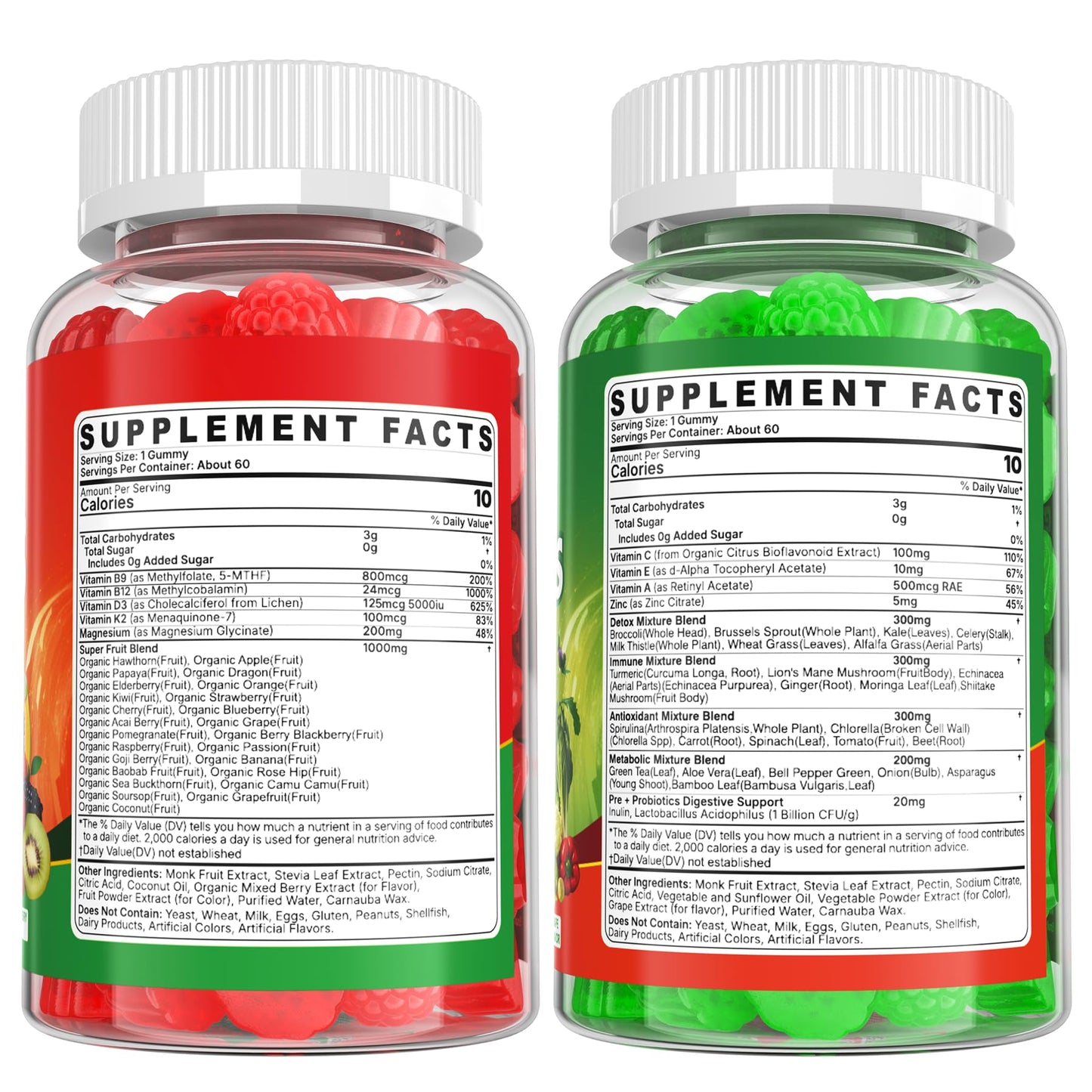Super Greens Gummies - Spirulina, Chlorella & Probiotics (120ct)