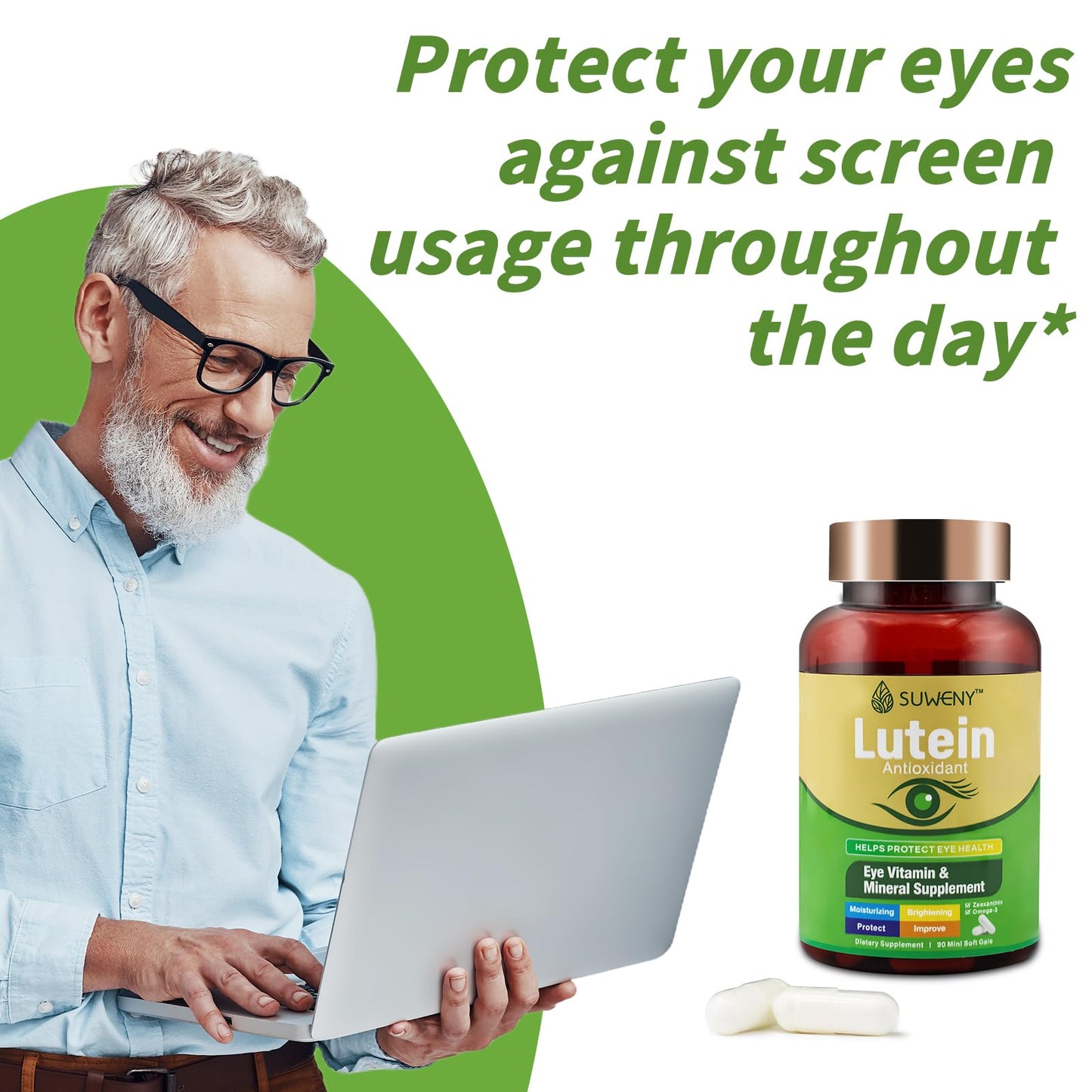 SUWENY Lutein Eye Vitamins - 90 Capsules | Blue Light & Macular Support