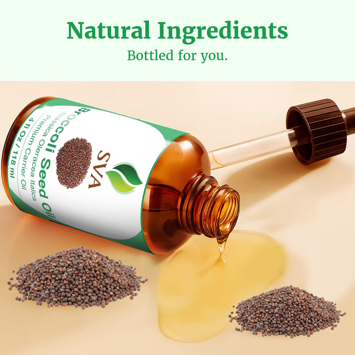 SVA Broccoli Seed Oil 4oz – Cold-Pressed Carrier Oil for Face, Skin & Hair