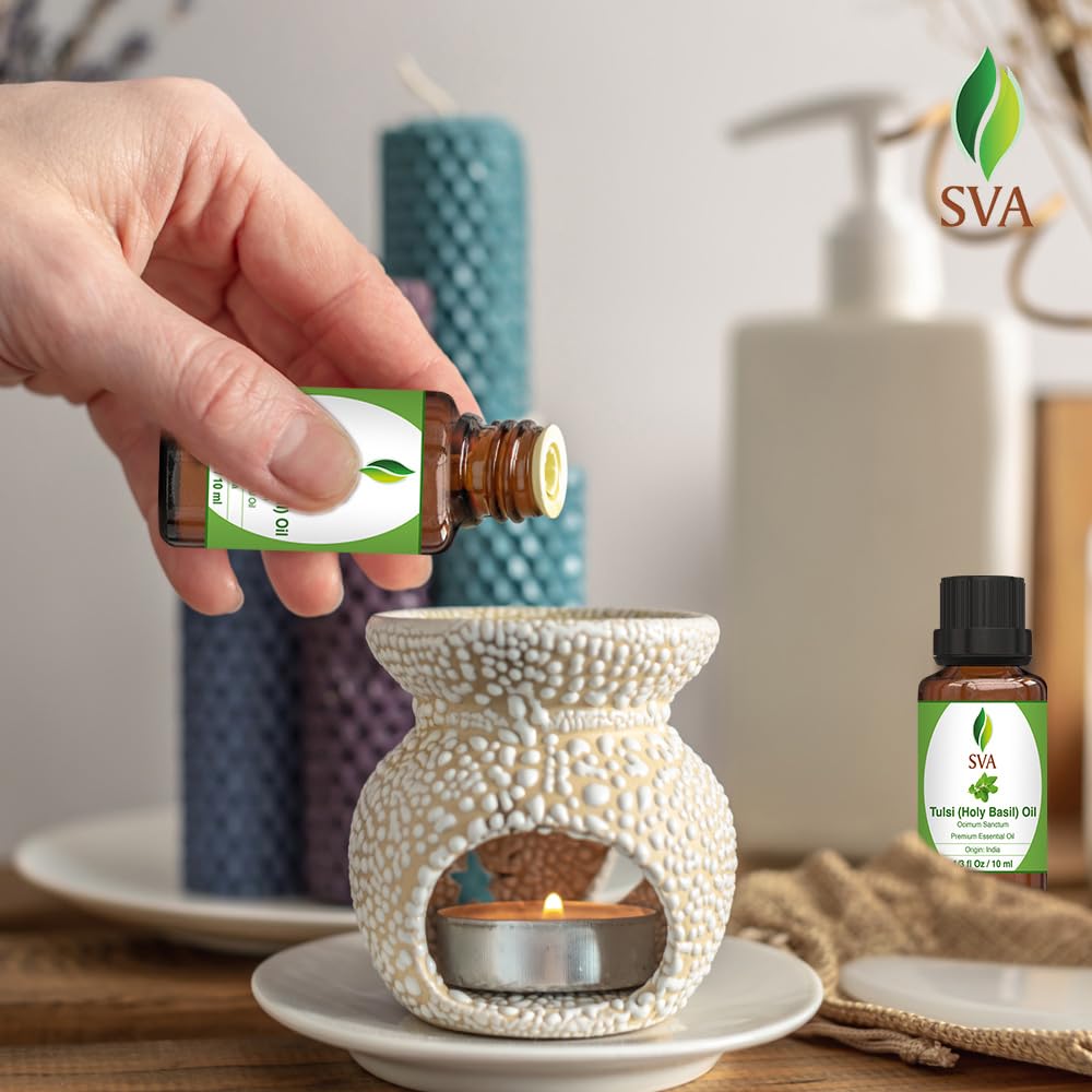 SVA Holy Tulsi Essential Oil – 1/3 oz | 100% Natural Tulsi Oil for Diffuser, Hair, Skin & Aromatherapy