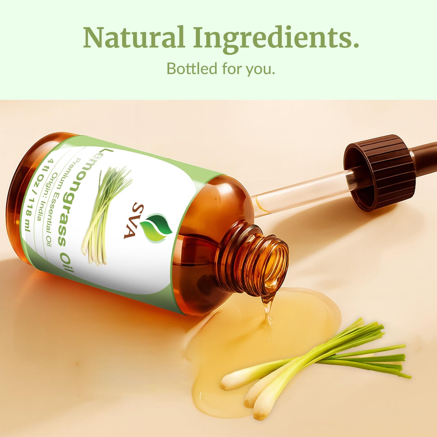 SVA Lemongrass Essential Oil 4 Oz – 100% Natural, Dropper