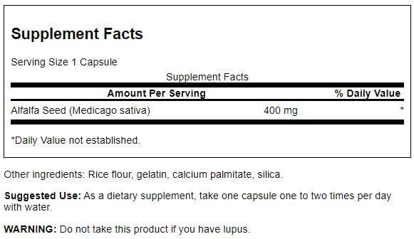 Swanson Full Spectrum Alfalfa Seed 400 mg – 60 Capsules