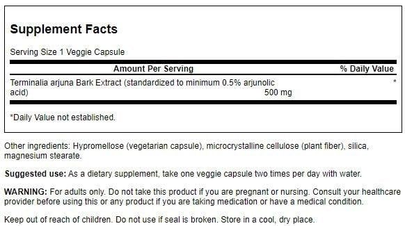 Swanson Arjuna 500 mg | 60 Veg Capsules for Cardiovascular Support