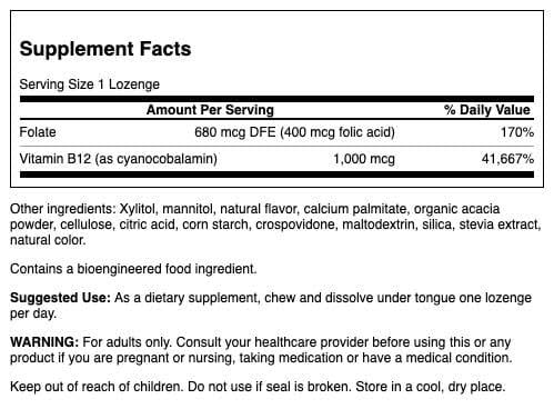 Swanson Vitamin B-12 with Folic Acid 60 Tabs | Energy Support, Heart Health & Daily Vitality
