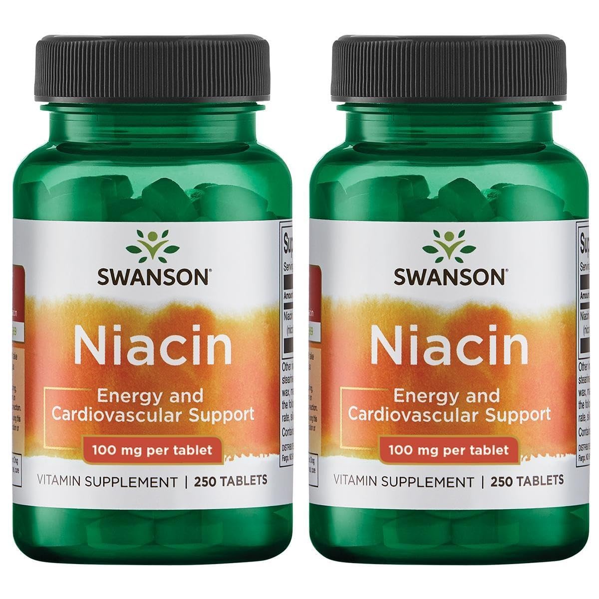 Swanson Niacin (Vitamin B3) 100 mg NE - 250 Tablets (2 Pack) | Heart Health & Energy
