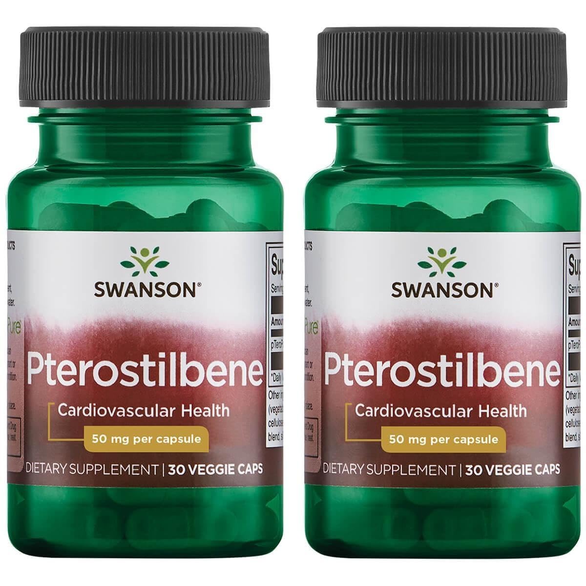 Swanson Pterostilbene 50 mg 30 Veg Caps (2 Pack) | Vegetarian Antioxidant Supplement