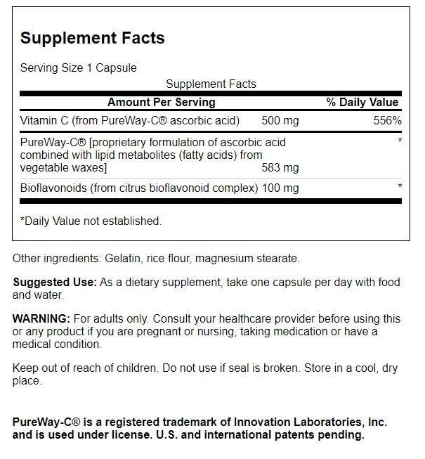 Swanson Pureway-Vitamin C 500mg with Bioflavonoids – 2-Pack (90 Capsules Each)