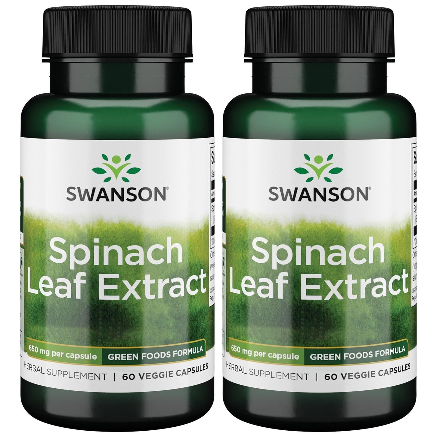 Swanson Spinach Leaf Extract – Herbal Supplement for Overall Health | 60 Veggie Capsules, 650mg (2 Pack)