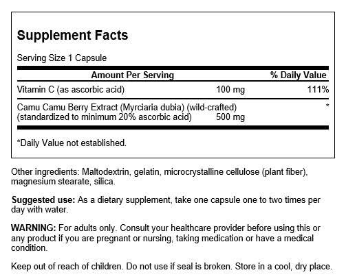 Swanson Wildcrafted Camu Camu Berries 500 mg – 60 Capsules