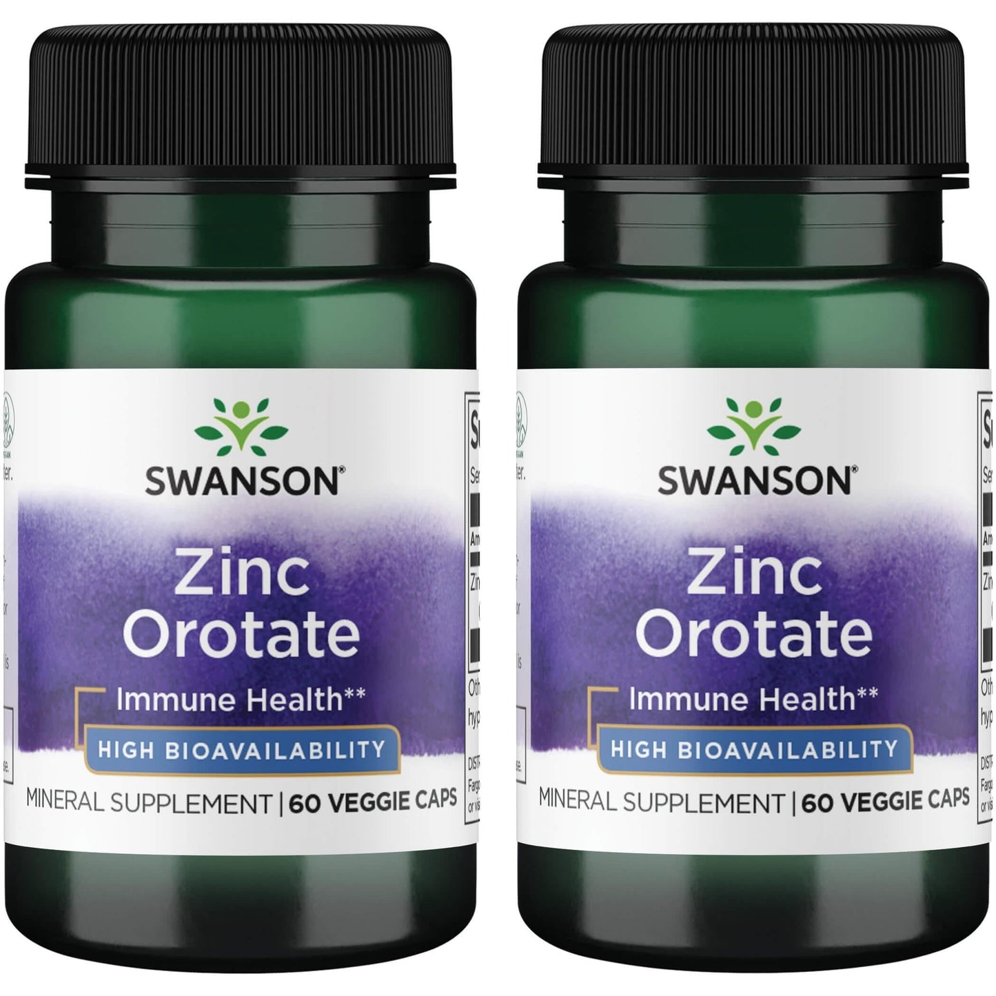 Swanson Zinc Orotate 10 Milligrams Elemental Zinc - 60 Veg Capsules (2 Pack)