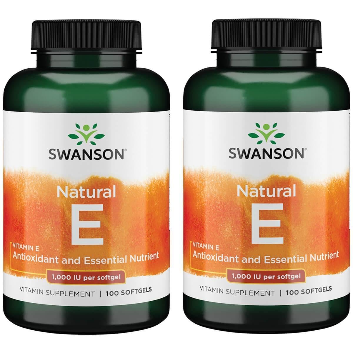 Swanson Vitamin E – Natural Vitamin E Supplement for Heart Health | 1000 IU, 100 Softgels, 2 Pack