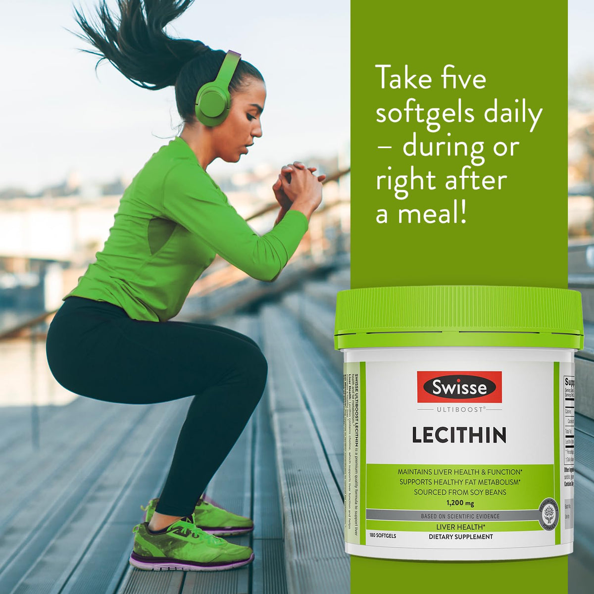 Swisse Soy Lecithin 1200mg Softgels - Liver Health & Fat Metabolism - 180 Softgels BritishVita | Premium UK Vitamins & Wellness Supplements