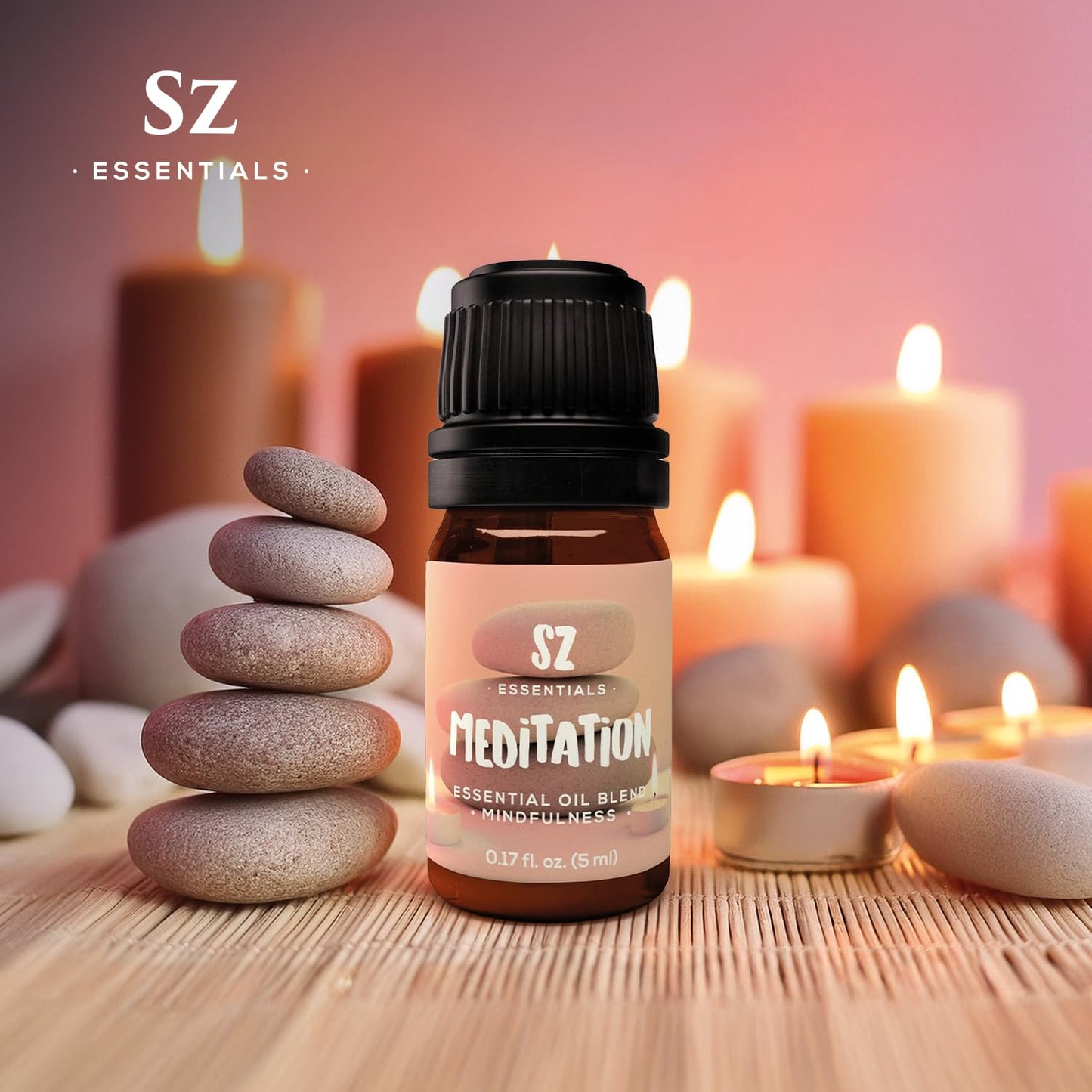 SZ Essentials Meditation Essential Oil Blend - 100% Pure, Vegan, 0.17oz (5ml) - Ideal for Shadow Work, Yoga & Meditation