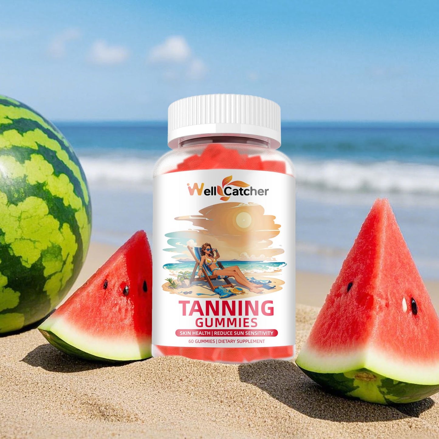 Tanning Gummies for Men & Women - Sugar Free, Vegan 60 Count with Astaxanthin, Lycopene & L-Tyrosine
