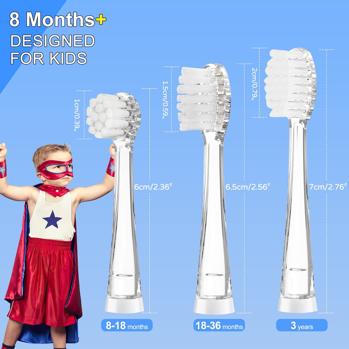 TEETECK 5 Pack Kids Toothbrush Replacement Heads - SEAGO SG-513/977/EK6, Dada-Tech DT-BB1/DT-K6, Brush-Baby WildOnes/KIDZSONIC