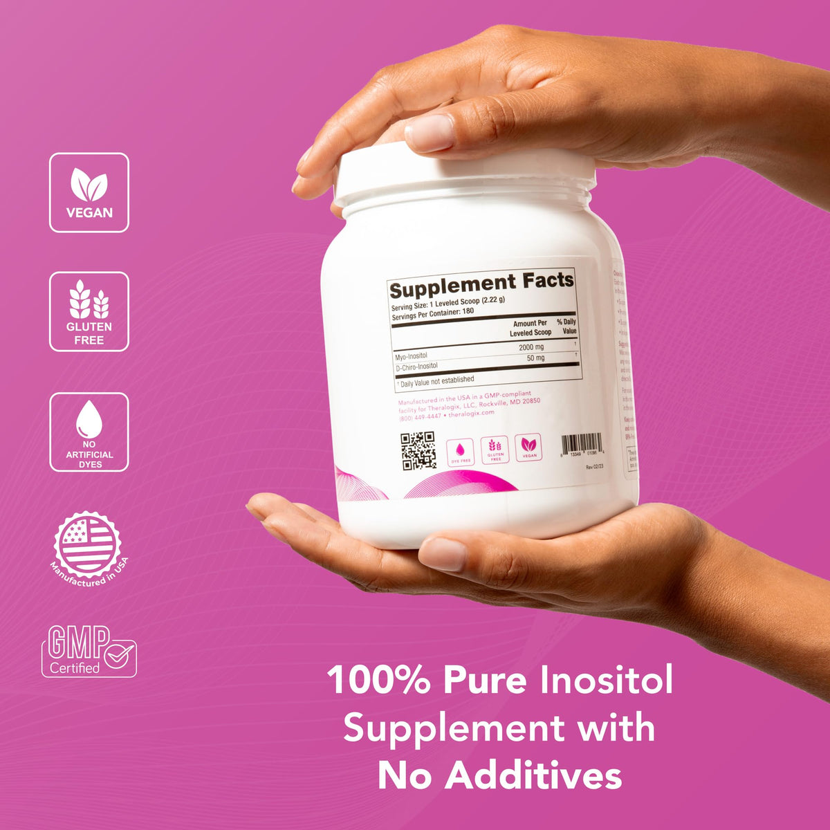 Theralogix Ovasitol Inositol Powder – 400 g (180 Servings) | Myo-Inositol & D-Chiro Inositol for Hormone Balance & Ovarian Function, NSF Certified BritishVita | Premium UK Vitamins & Wellness Supplements