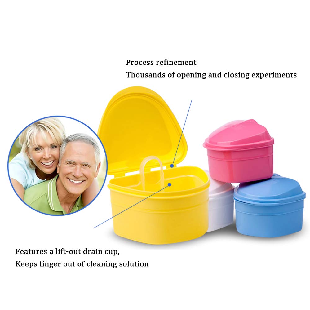 THINKPRICE Denture Bath Box Cup – Complete Clean Care for Dentures, Braces & Guards (Navy Blue)