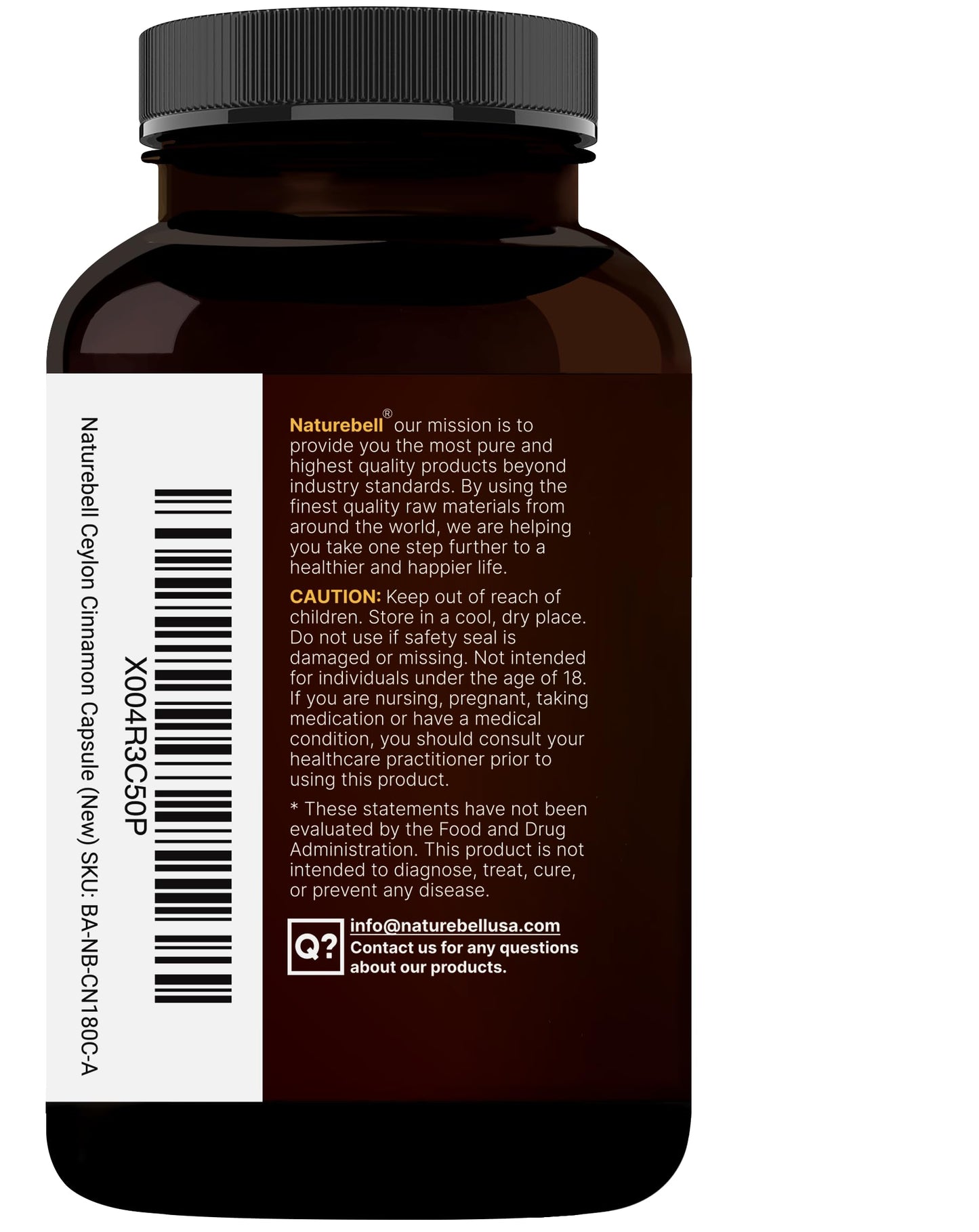 NatureBell Ceylon Cinnamon Per Serving - 240 Capsules | Organic Sri Lanka Cinnamon & Bitter Melon 2-in-1 Support | Non-GMO, Gluten-Free