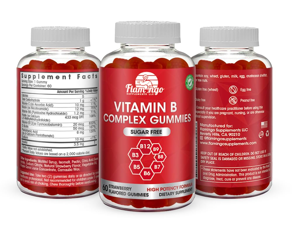 Sugar Free Vitamin B Complex Gummies - B12, B6, B3, B7, B9 | Prenatal, Vegan, Elderly