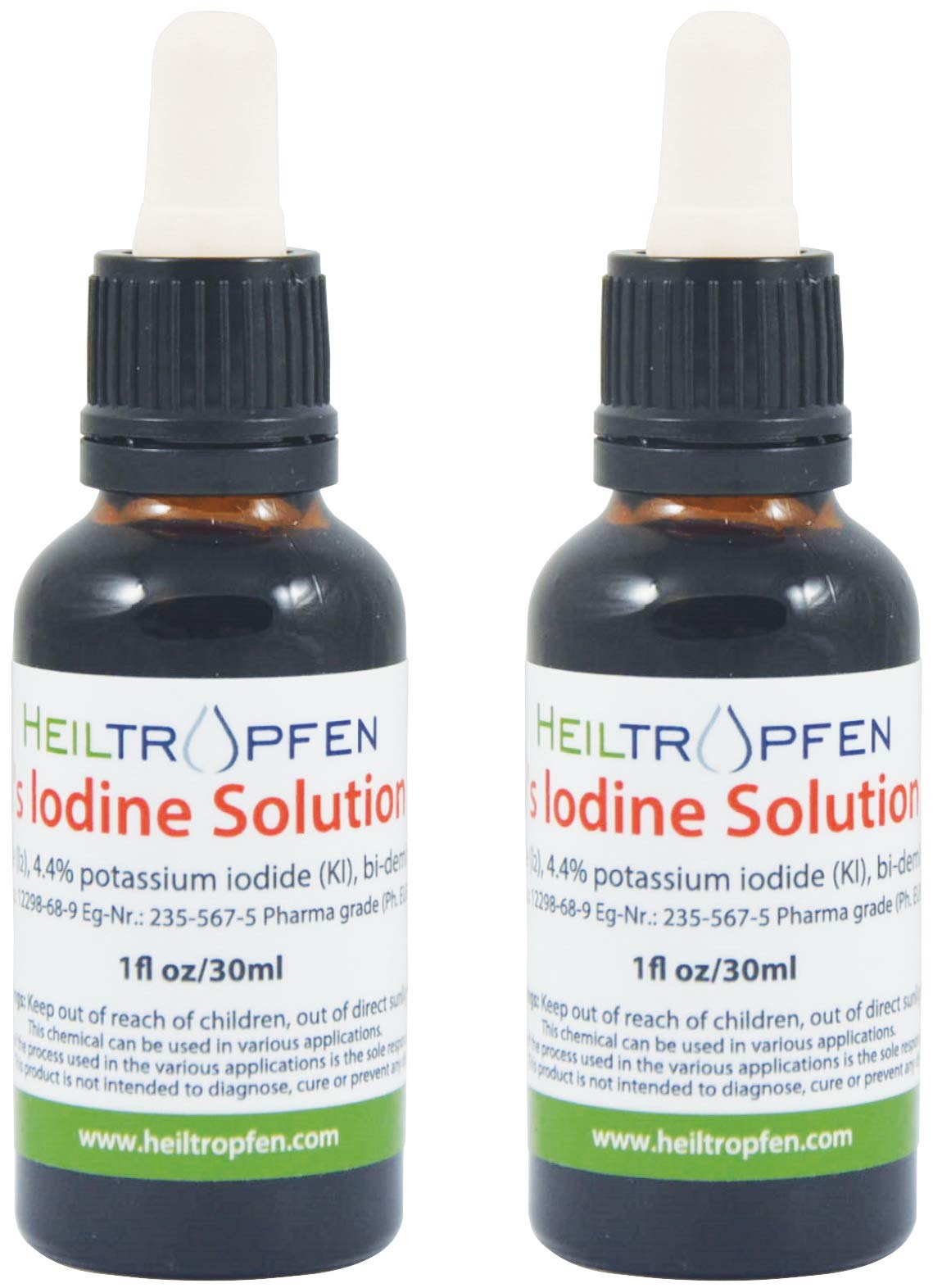 2X Lugol's Iodine Solution – 2x1 fl oz / 2x30 ml | Pharmaceutical Grade | Third-Party Tested | Heiltropfen
