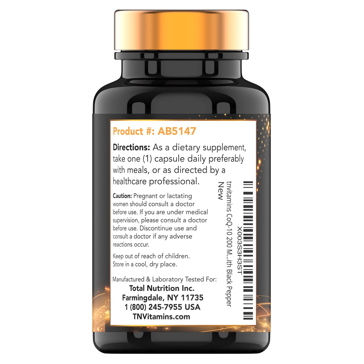 TNVitamins CoQ-10 200mg - 150 Capsules with Black Pepper | 5 Month Supply