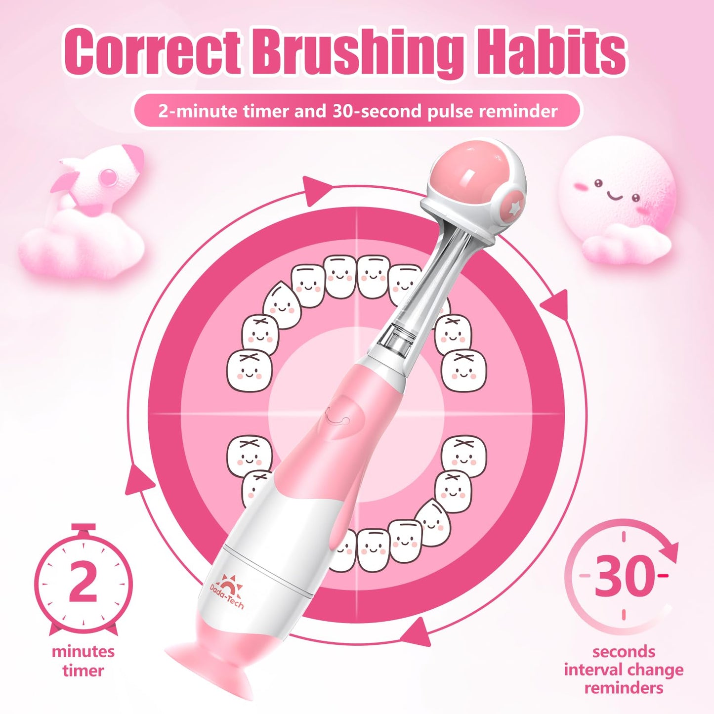 Toddler Electric Toothbrush 1-3 Years – Pink Astronaut