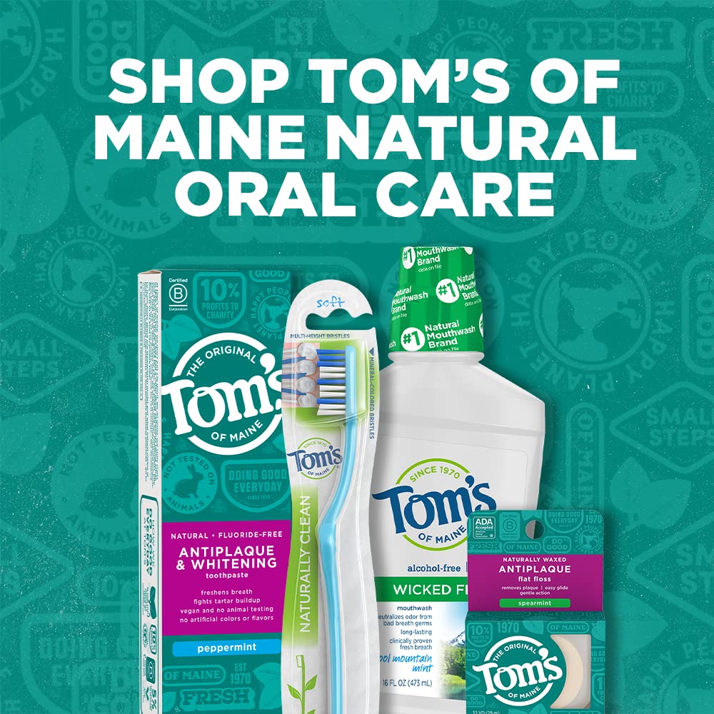 Tom's of Maine Waxed Antiplaque Floss, Spearmint – 32 Yards, 6-Pack (Packaging May Vary)