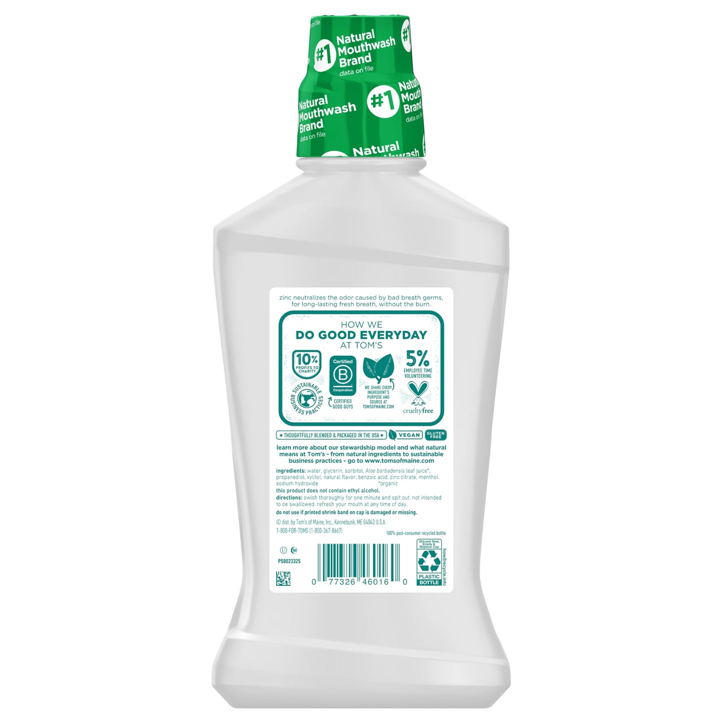 Tom's of Maine Wicked Fresh Natural Mouthwash – Alcohol-Free, Cool Mountain Mint, 16 oz (6-Pack) Packaging May Vary
