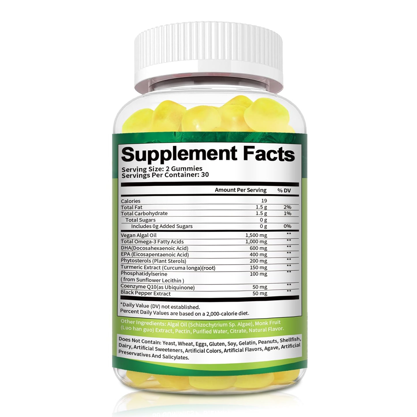 10-in-1 Vegan Omega-3 Gummies – DHA 600mg, EPA 400mg, 60 Count