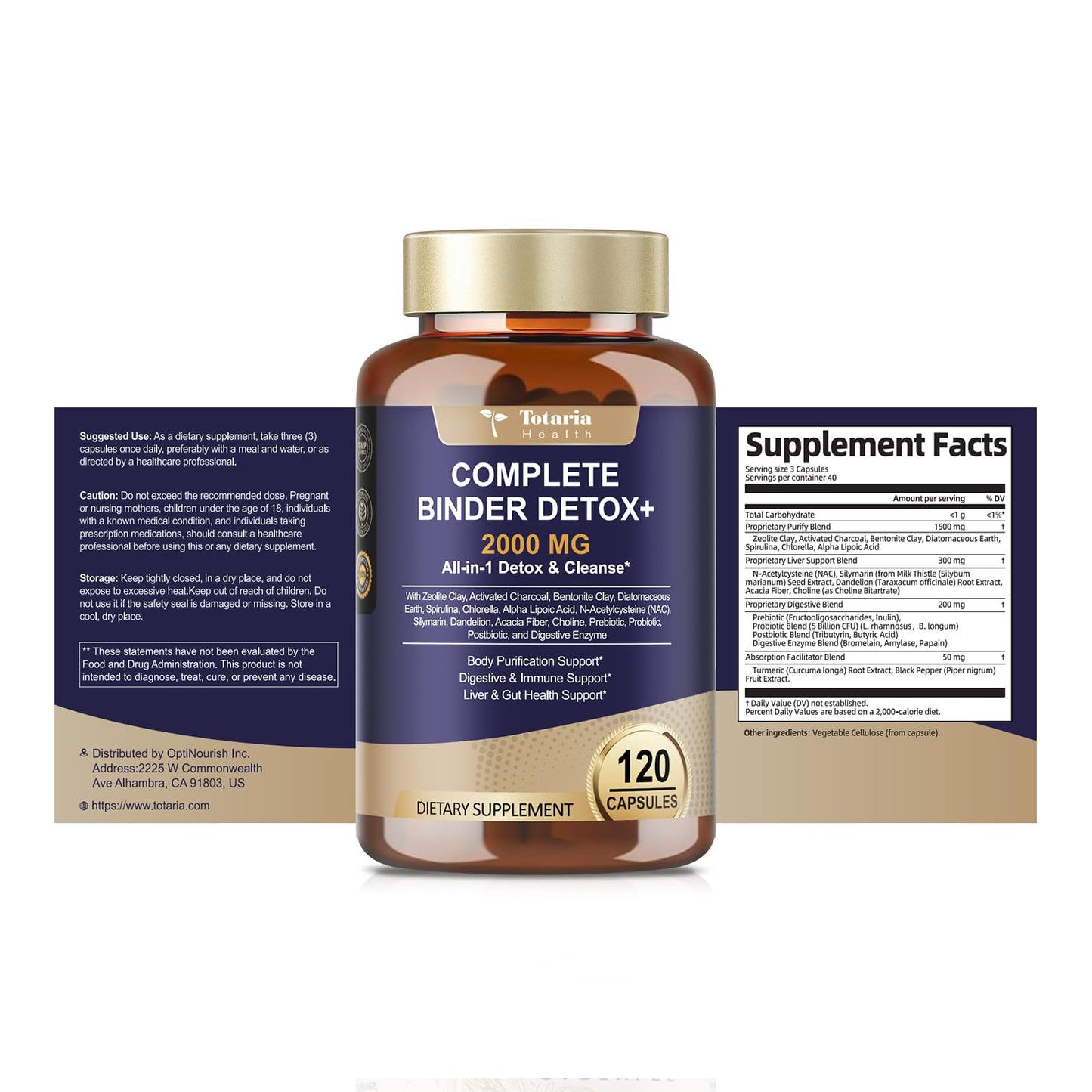 Totaria 2000MG All-in-1 Detox Binder | Liver & Gut Support
