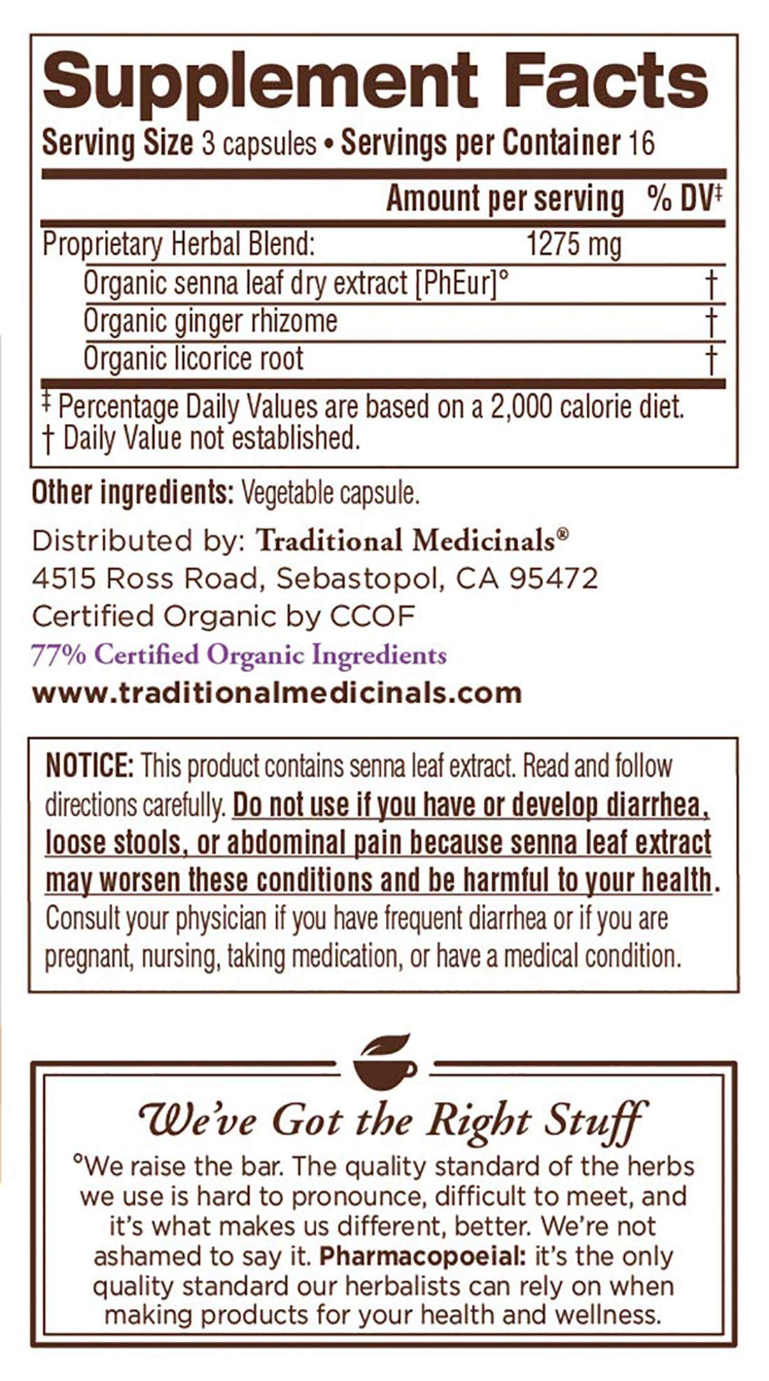 Traditional Medicinals - Smooth Move Senna, 50 Capsules | Organic & Pharmacopoeia Quality
