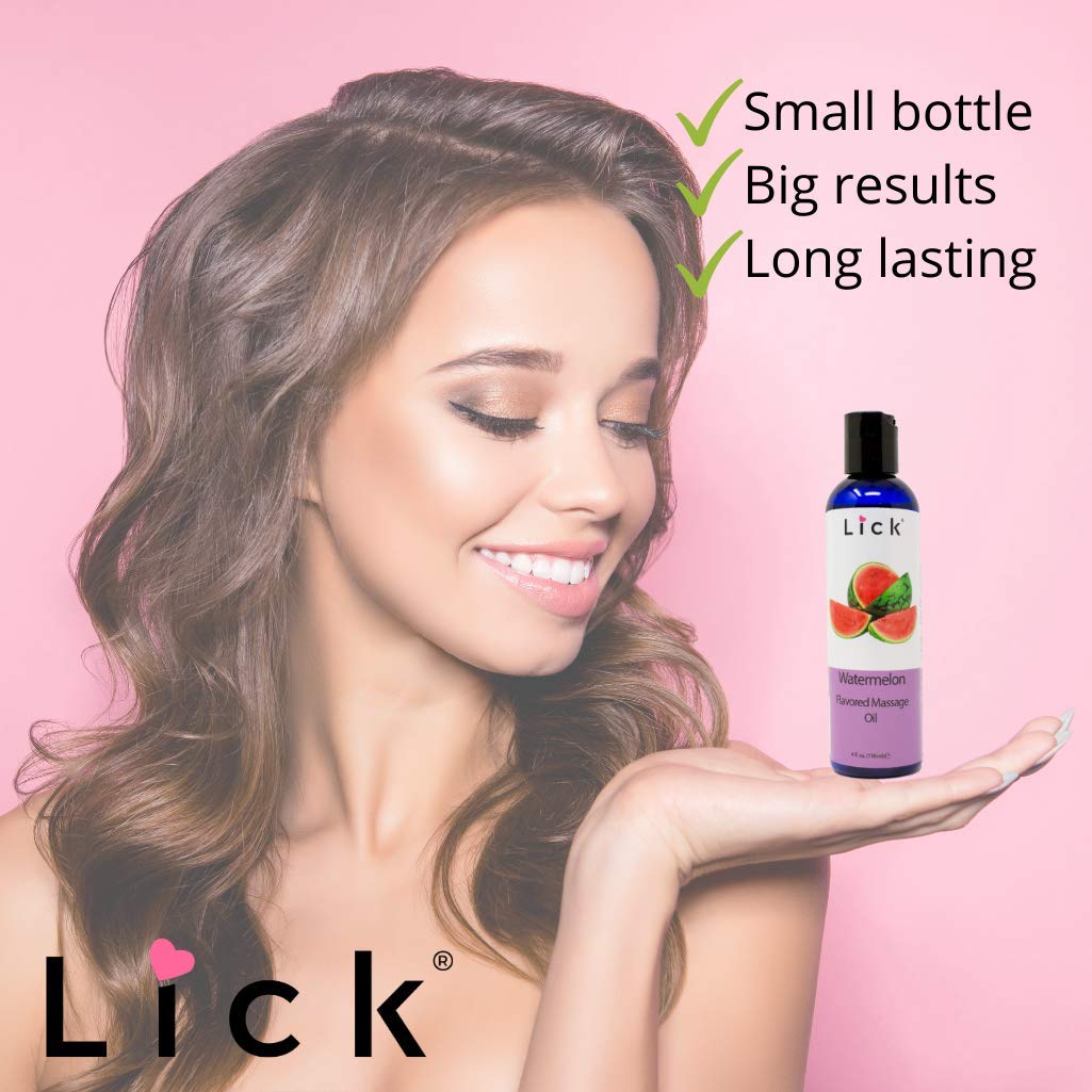 Watermelon Flavored Massage Oil for Couples – Edible, Non-Sticky & Vegan (4 oz)