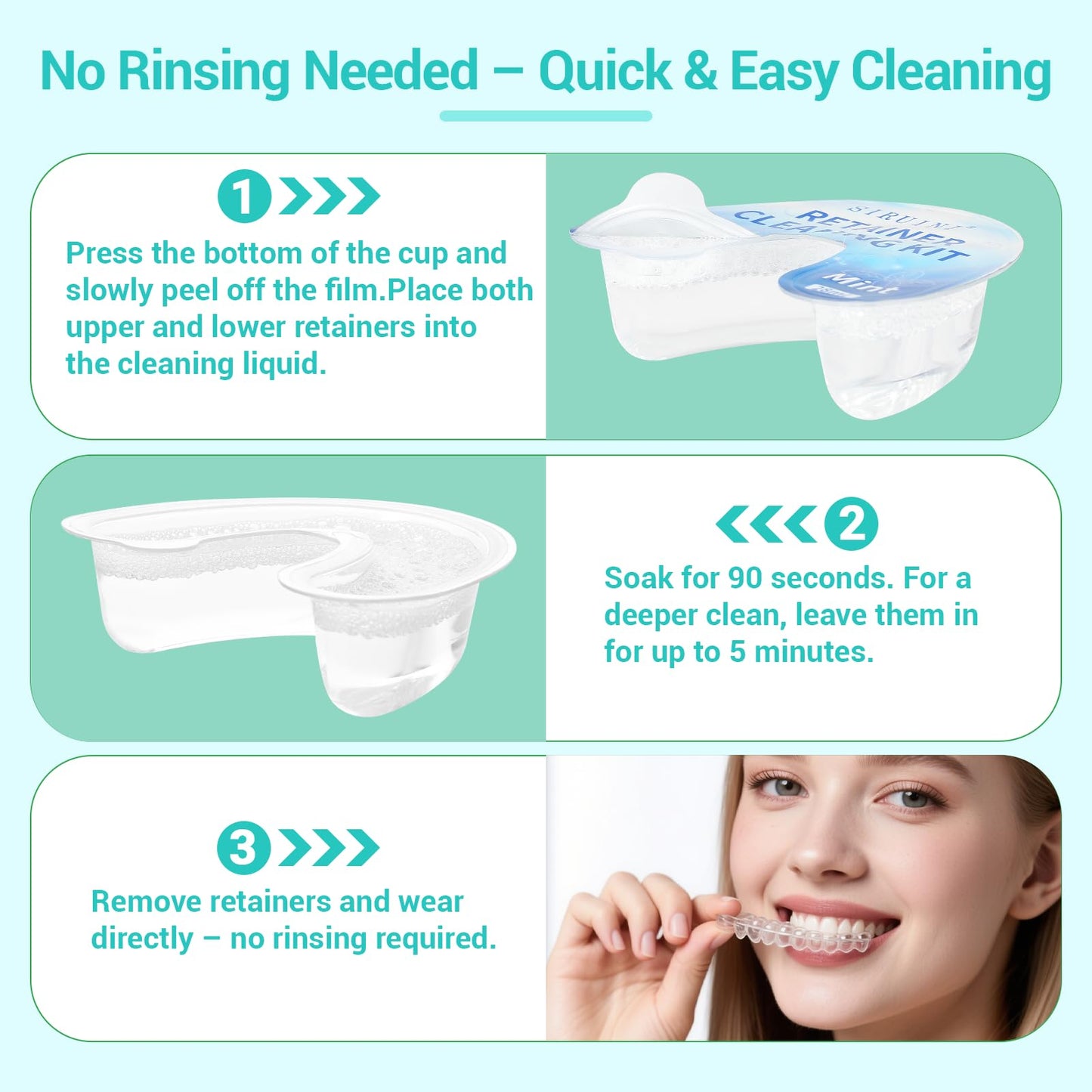 Travel Retainer Cleaner Mint – 10 Pcs | Clear Aligner & Mouth Guard Cleaner
