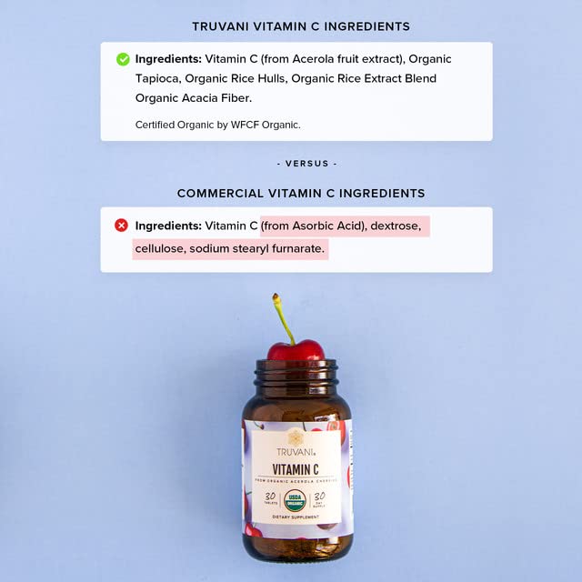 Truvani Vitamin C | USDA Organic, High Absorption & Immune Support | 30 Servings