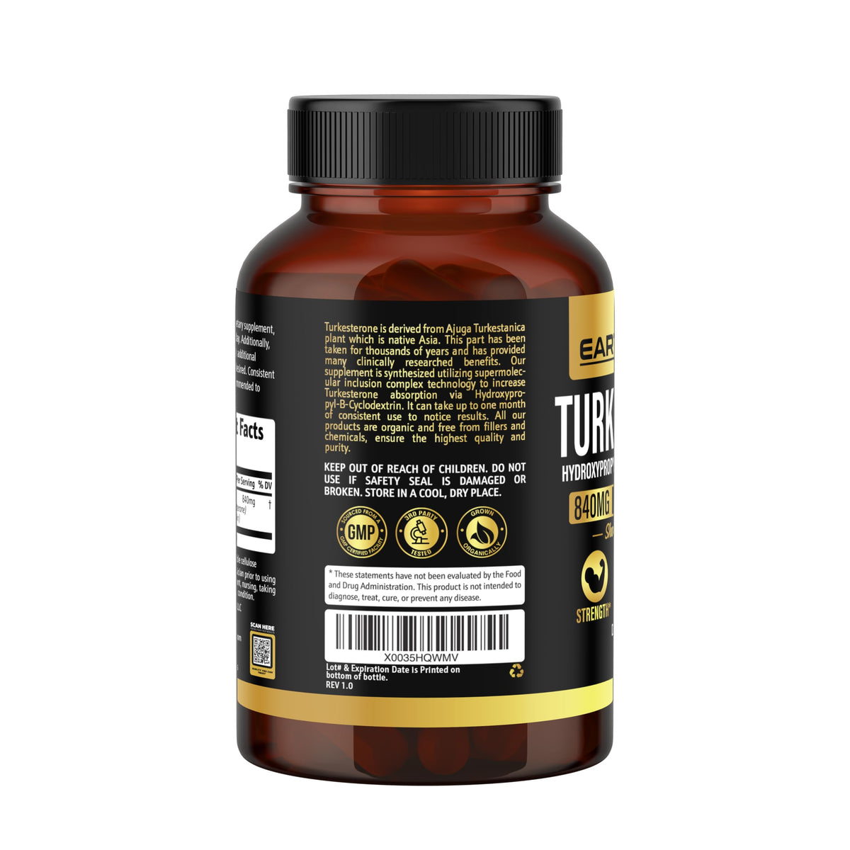 Turkesterone 840 mg – Natural Testosterone Support - 100% Pure Turkesterone Supplement for Men & Women - Ajuga Turkestanica Extract - Made in USA & 3rd Party Tested for Strength, Energy & Vitality BritishVita | Premium UK Vitamins & Wellness Supplements
