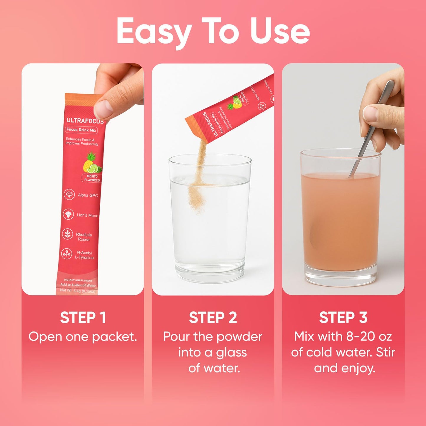 Ulora Ultrafocus Drink Mix – Mojito Flavor | Sugar-Free, 20 Packets for Focus & Clarity