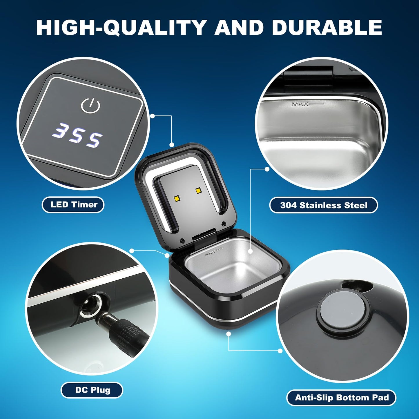 Ultrasonic Retainer Cleaner Machine – 42kHz 180ml Denture & Jewelry Cleaning