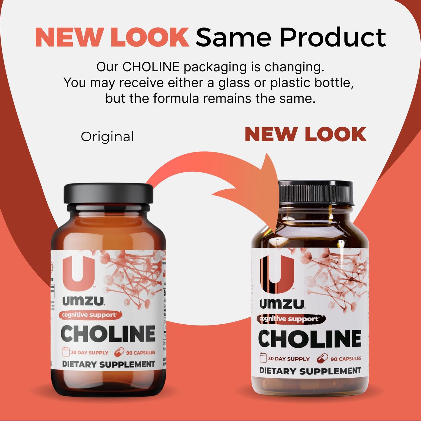UMZU Choline Supplement | Cognitive & Hormonal Support | 30 Day Supply | 90 Capsules