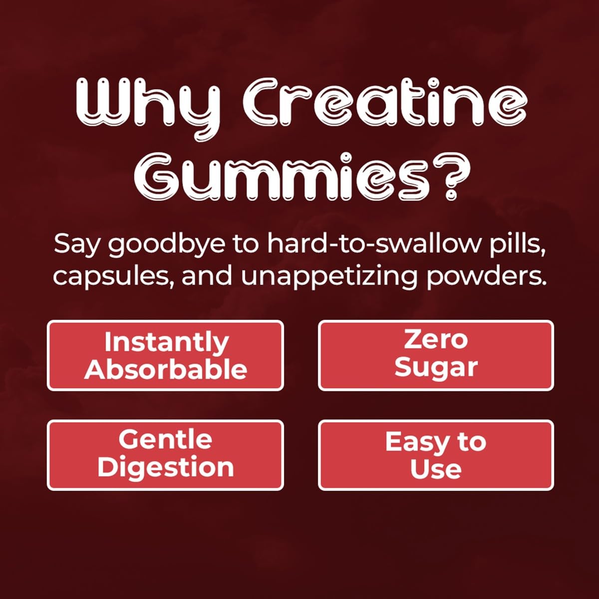 Big Bear Bites Creatine Monohydrate Gummies – 5000mg per Serving – Sugar Free, Gluten Free & Halal – 90 Gummies – Strawberry Flavor