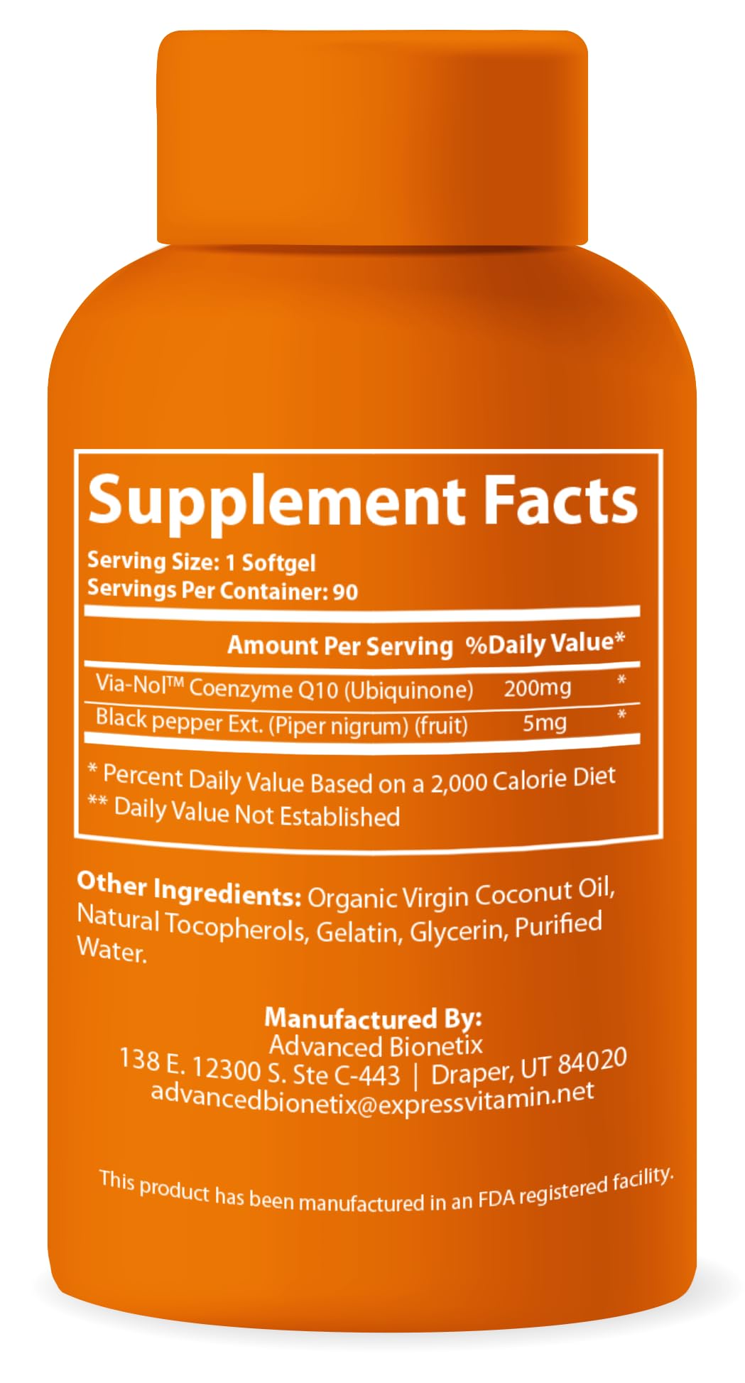 Advanced Bionetix CoQ10 200mg with Black Pepper Extract — 90 Softgels | Heart & Brain Health