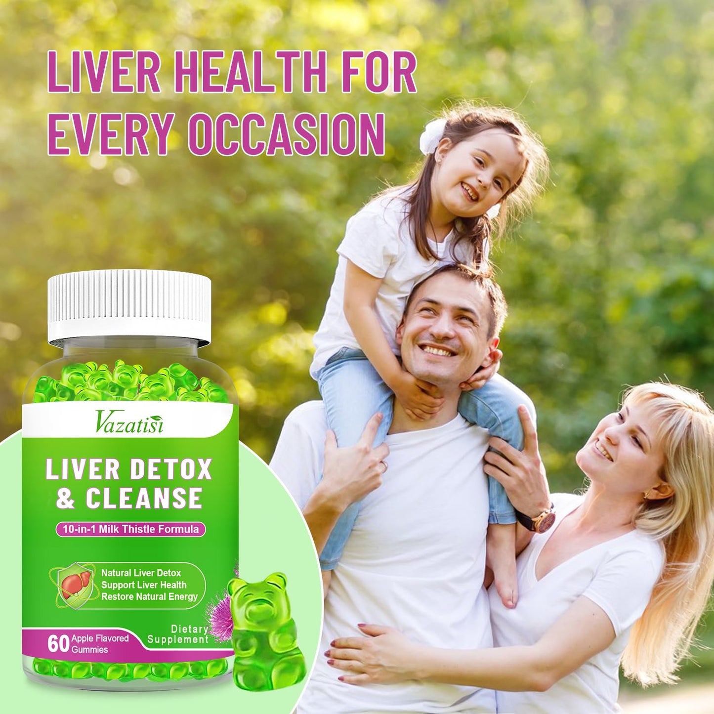 Vazatisi Liver Cleanse Detox Gummies - Milk Thistle, Artichoke & Dandelion