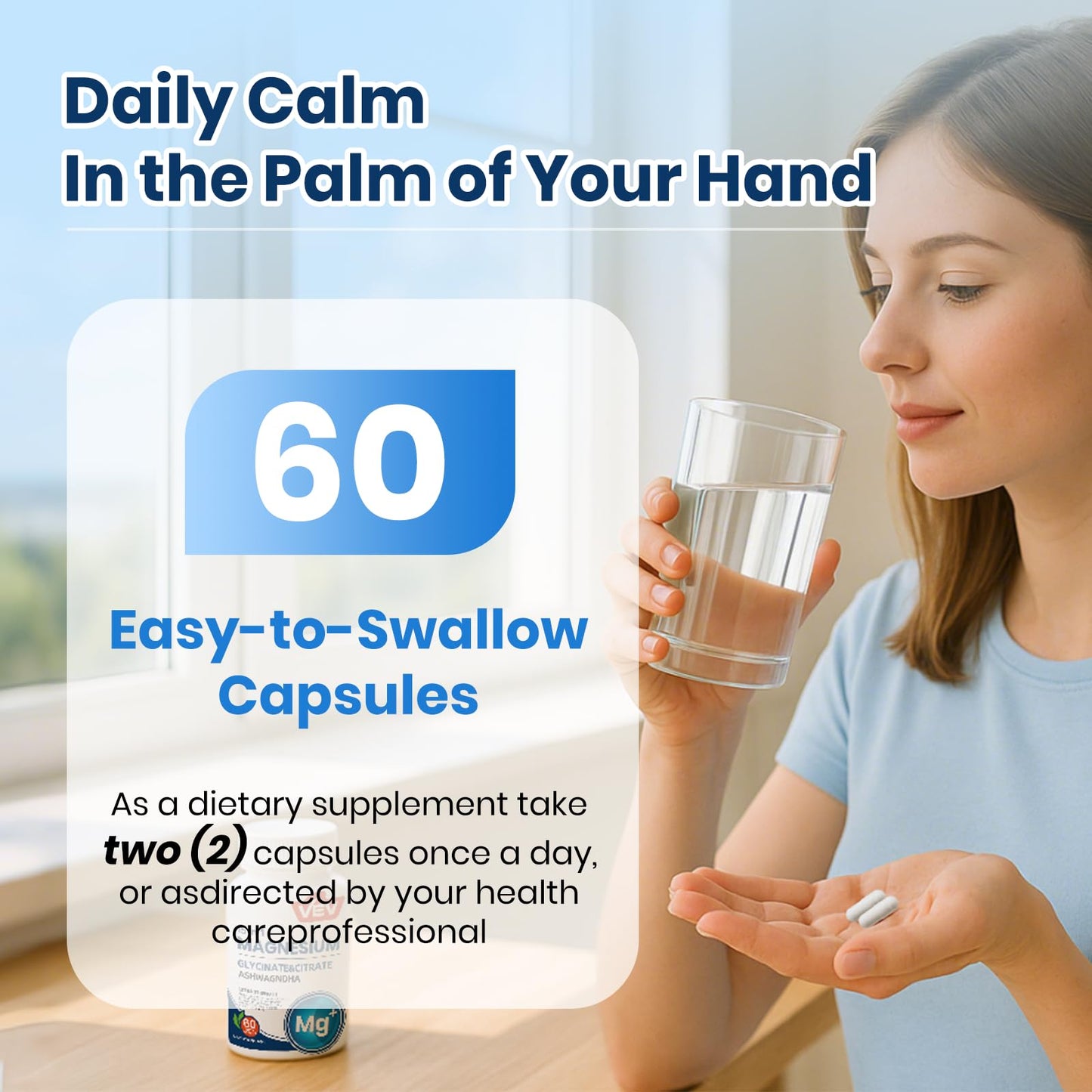 VEV DeepCalm 15-in-1 Magnesium Glycinate Complex – 60 Vegan Capsules
