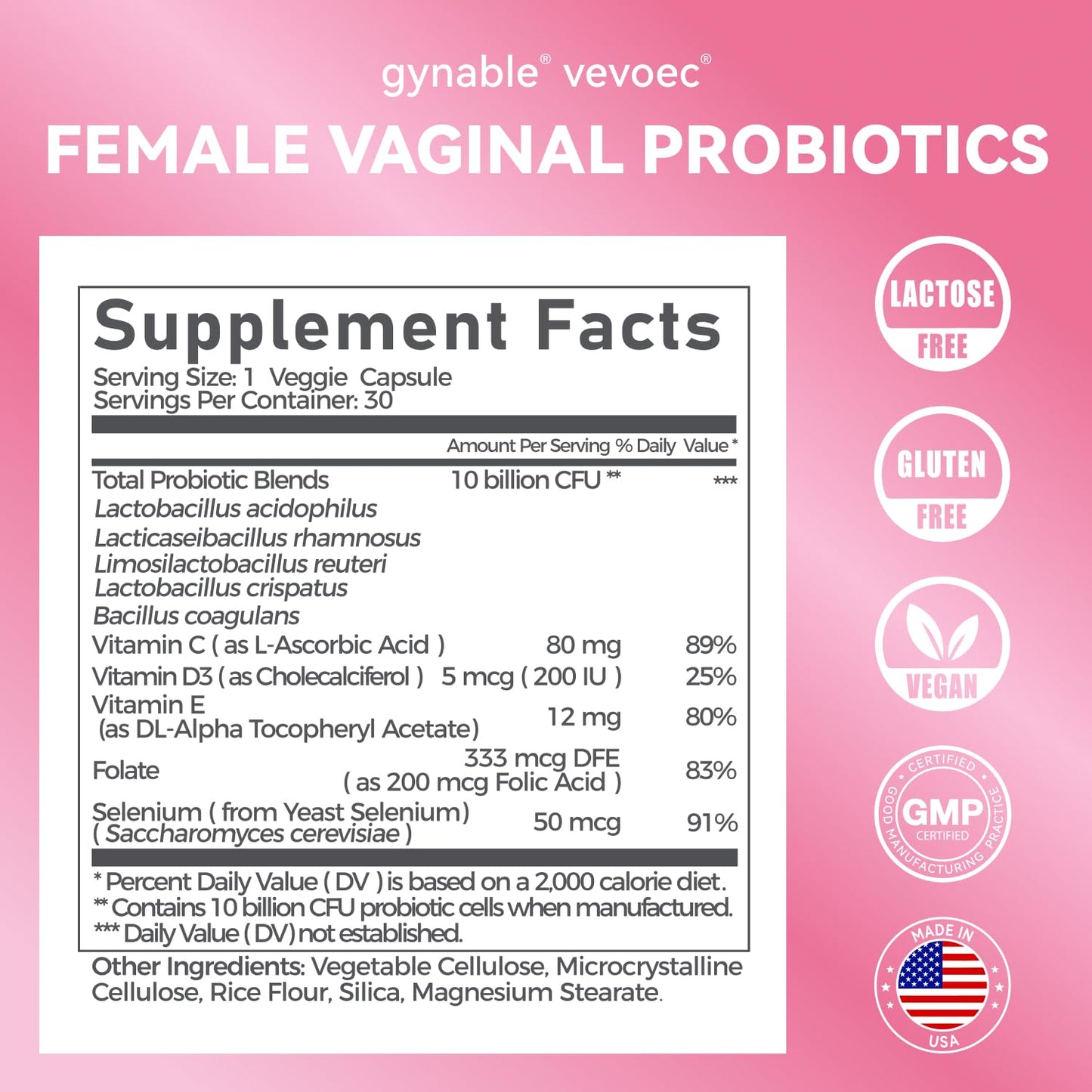 Vevoec Gynable Vaginal Probiotic – 10B CFU, pH Balance & Odor Control
